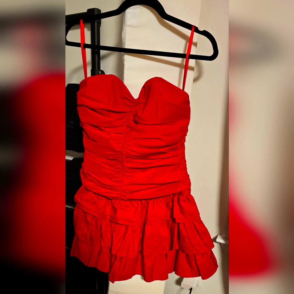 Vibrant Red Strapless Dress